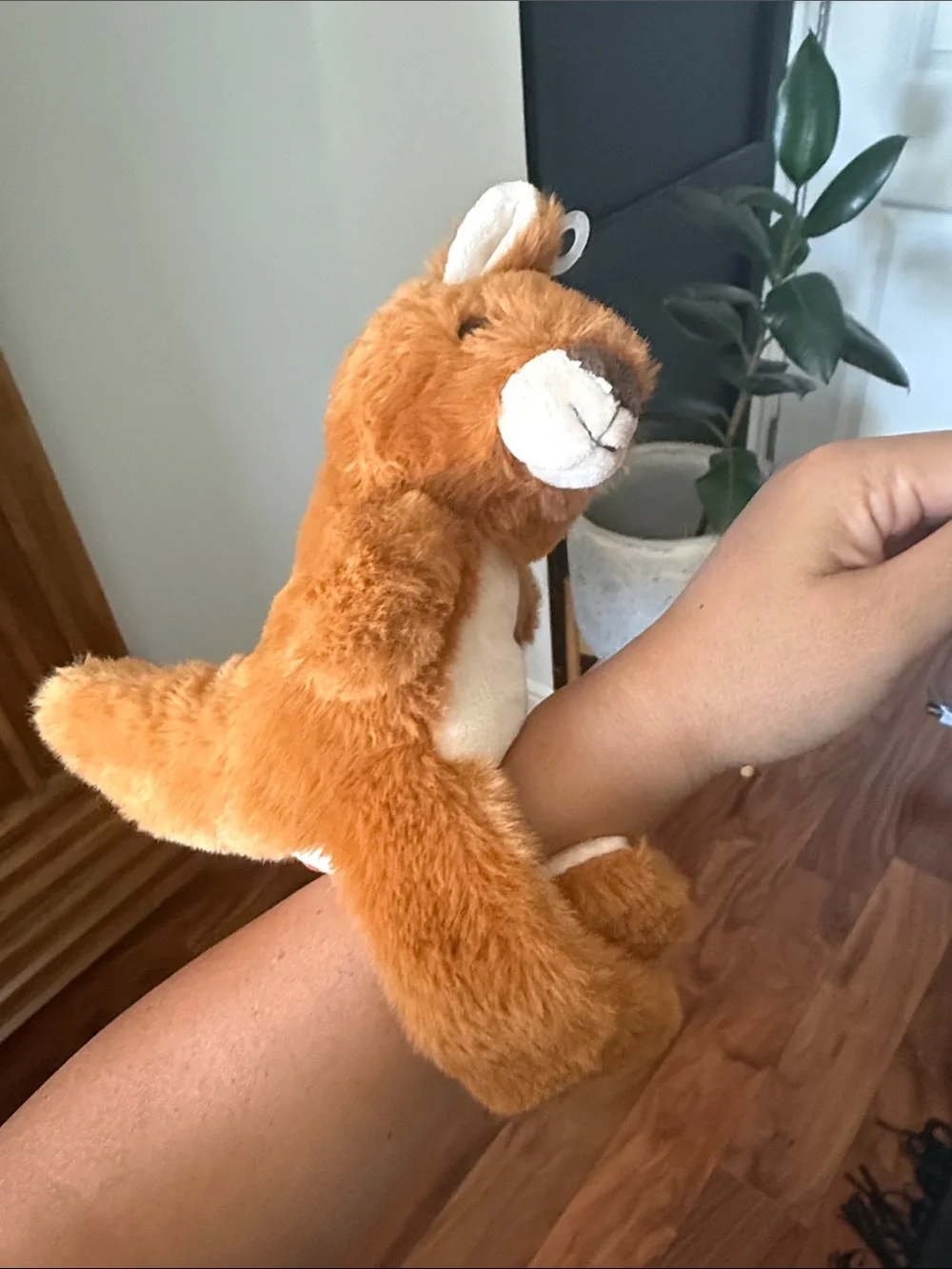 Wild Republic Orange Kangaroo Hand Puppet Plush Toy.